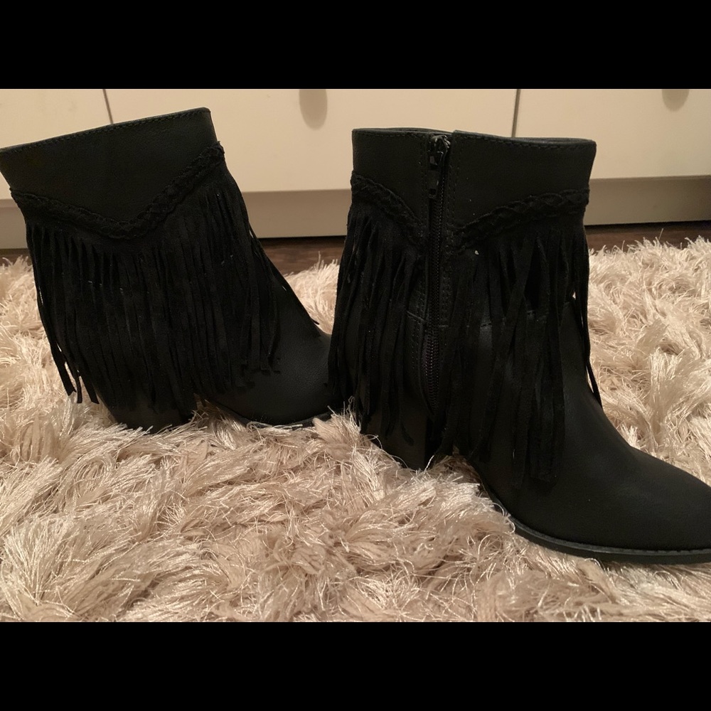 Suede Fringed Ankle Boots